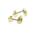 Stud earrings Waves 585 gold blue topaz 3 mm fac