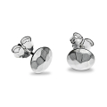 Stud earrings silver hammered round 8 mm