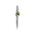 Ring dots silver 3mm with peridot 3 mm round cab