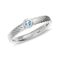 Ring silver Waves Topaz swiss blue 3 mm round fac