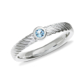 Ring silver Waves topaz swiss blue 3 mm round fac