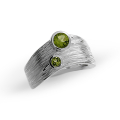 Ring Crease Silber Peridot 5 und 3 mm rund fac