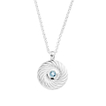 Pendant silver waves topaz swiss blue 3 mm round fac