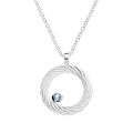 Pendant silver waves topaz swiss 3 mm round fac