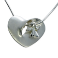 Pendant heart silver matt with mini angel