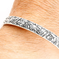 Bangle Leaves silver light oxidised 10 mm