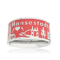 City ring Hamburg silver enamel red