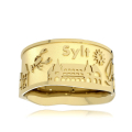 Island ring Sylt silver gold plated 10 mm wide