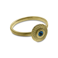 Ring Wave 585 yellow gold blue topaz 3 mm fac