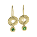 Earrings Waves 585 gold tsavorite 3mm fac