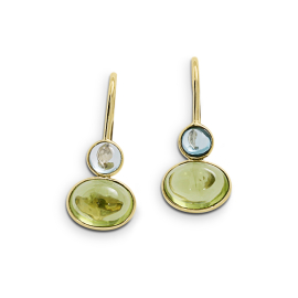 Ohrhänger 585 Gelbgold Peridot/Sky Blue Topas 