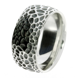 Ring Voronoi 10 mm silver oxidised