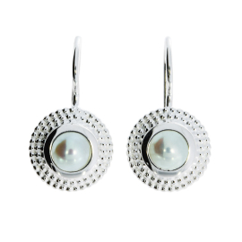 Earring Dots silver pearl 5 mm