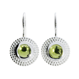 Earring dots silver peridot 5 mm