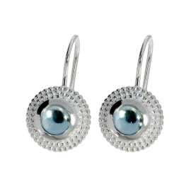 Earring dots silver sky blue topaz 5 mm