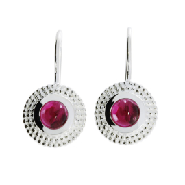 Earrings dots silver pink tourmaline 5 mm