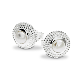 Stud earrings silver dots 5 mm pearl