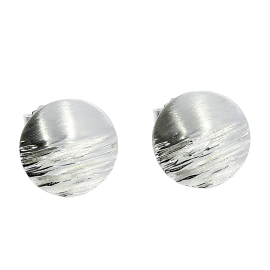 Ohrstecker Crease Silber  rund 12 mm