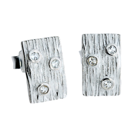 Stud earrings crease silver white topaz fac
