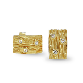 Stud earrings crease silver gold plated white topaz fac