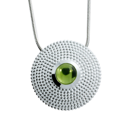 Anhänger Silber Dots Peridot 7 mm cab