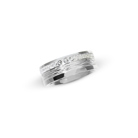 Ring Crease silver 6 mm wide white topaz channel setting