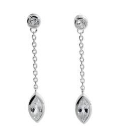 Earrings silver w.topaz 8 x 4 nav / 3mm round fac
