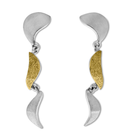 Earrings silver with fine gold 