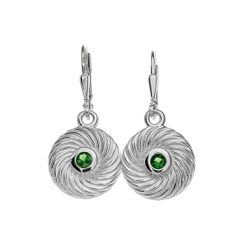 Earring silver Waves Tsavorith 3 mm round fac