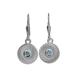 Earring silver Waves Topaz swiss 3 mm round fac
