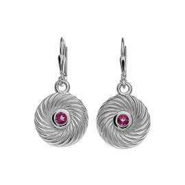 Earring silver Waves pink tourmaline 3 mm round fac