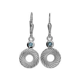 Earring silver Waves topaz swiss 3 mm round fac