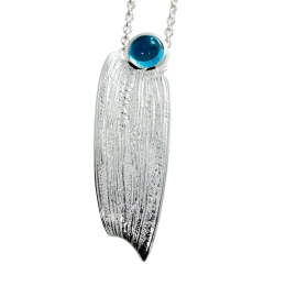 Pendant Strandcores Silver light Swiss Blue Topaz 7mm cab