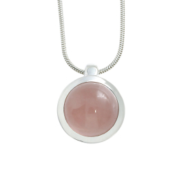 Pendant si rose quartz 9 mm cab