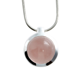 Pendant si Rose quartz 12 mm cab