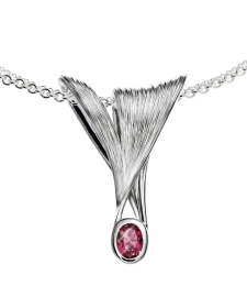 Pendant crease silver pink tourmaline 7x5 mm