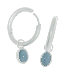 Earring silver aquamarine 5 x7 mm oval cab