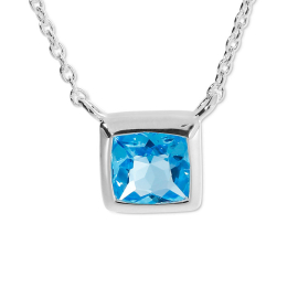 Anhänger Silber swiss blue Topas 6x6 mm fac