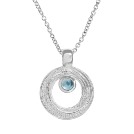 Pendant Strandcores Silver Swiss blue 3 mm round cab
