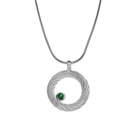 Pendant silver Waves Tsavorith 3 mm round fac