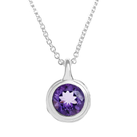 Pendant silver Crease Blossom Amethyst 8 mm round fac