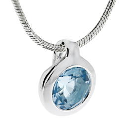 Pendant silver sky blue topaz round 7mm