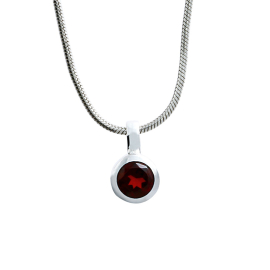 Pendant silver garnet round fac
