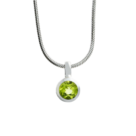 Pendant silver peridot round fac