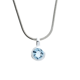 Pendant silver blue topaz round fac