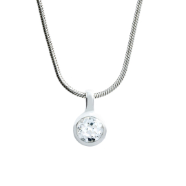Pendant silver white topaz round fac
