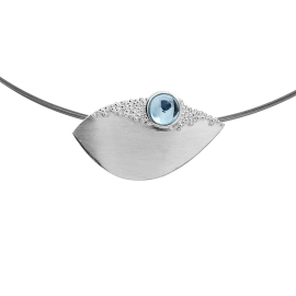 Pendant silver dots topaz swiss 7 mm round cab
