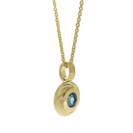 Pendant Waves 585 gold blue topaz 3mm