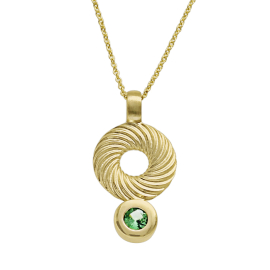 Pendant Waves 585 gold tsavorite 3 mm fac