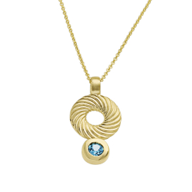 Pendant Waves 585 gold blue topaz 3 mm fac